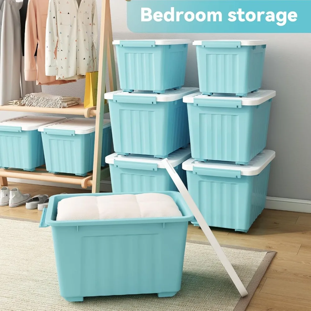 

72 Quart Plastic Storage Bin, Stackable and Nestable Storage Boxes with Lids and Secure Latching Buckles