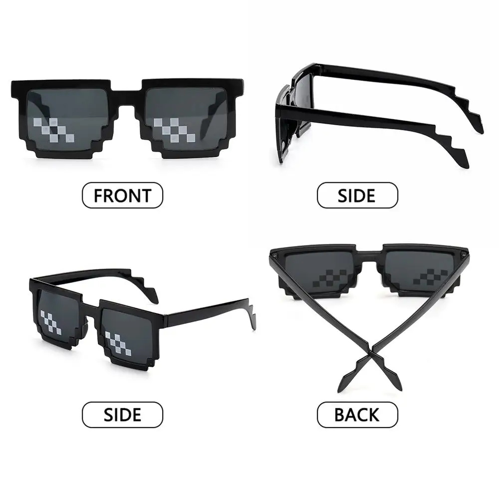 Funny Pixelated Mosaic Sunglasses Party Disco Cool Glasses Halloween Cosplay Decorative Shades Photo Props Glasses