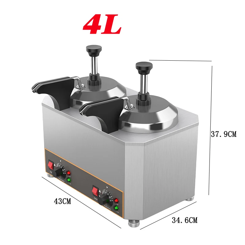 Aquecedor elétrico de queijo Nacho 4L com bomba derretedor de aço inoxidável de qualidade alimentar para molhos quentes de caramelo, pimentão e curry