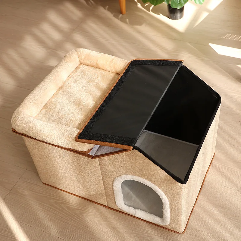 Casa plegable acolchada para gatos de interior, cama cálida - imagen 4