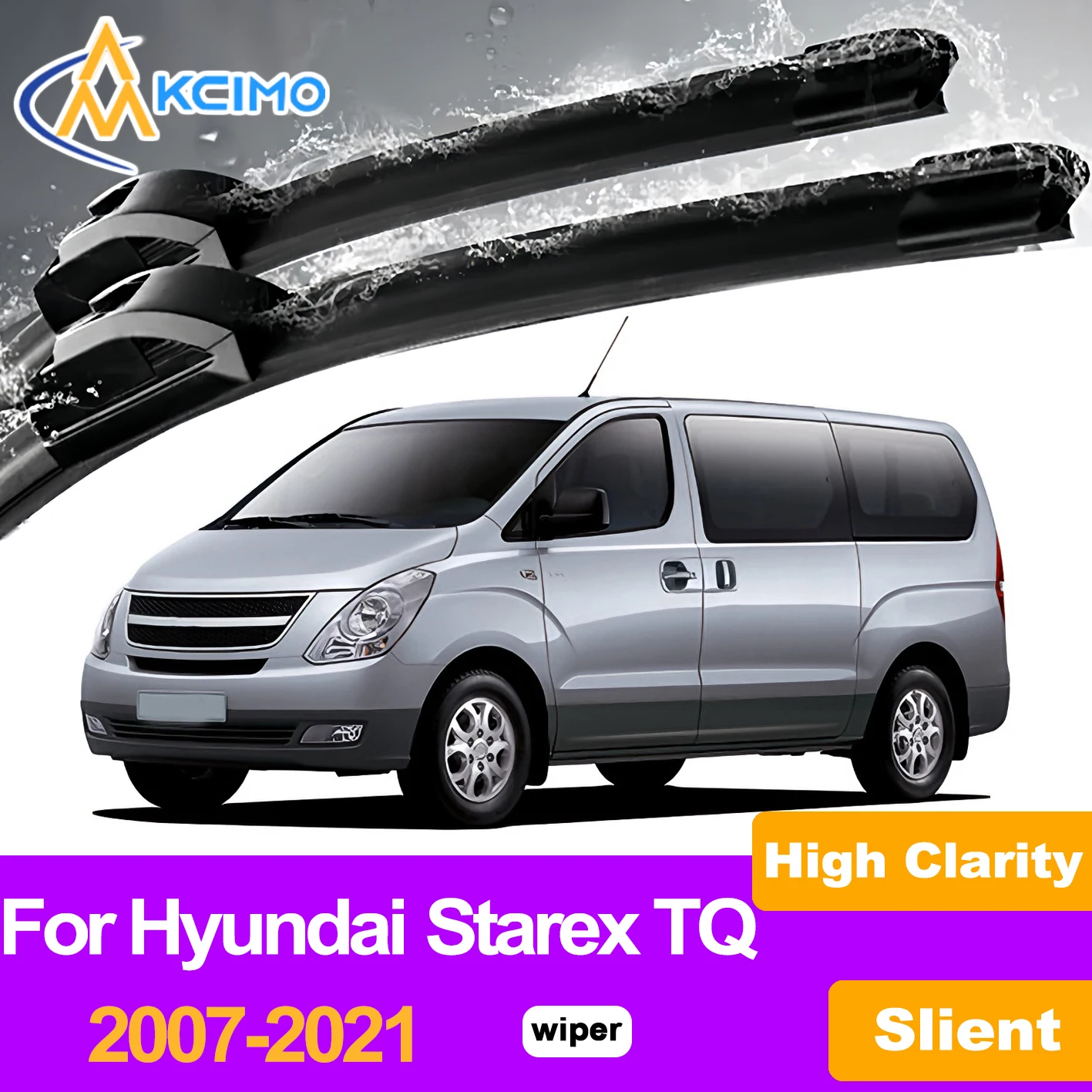 

Kcimo Perfect Fit Front Windshield Wiper Blades For Hyundai Starex TQ 2007-2021 All-Weather Windshield Replacement