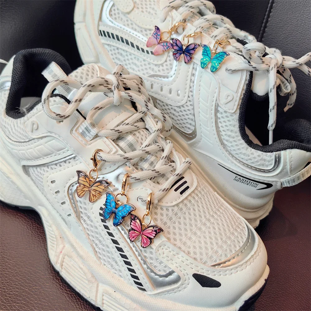 1 Pcs Colorful Butterfly Shoe Laces Charms for Sneakers Decorations Pearl Gold Love Shoe Charm Buckle DIY Shoes Accessories