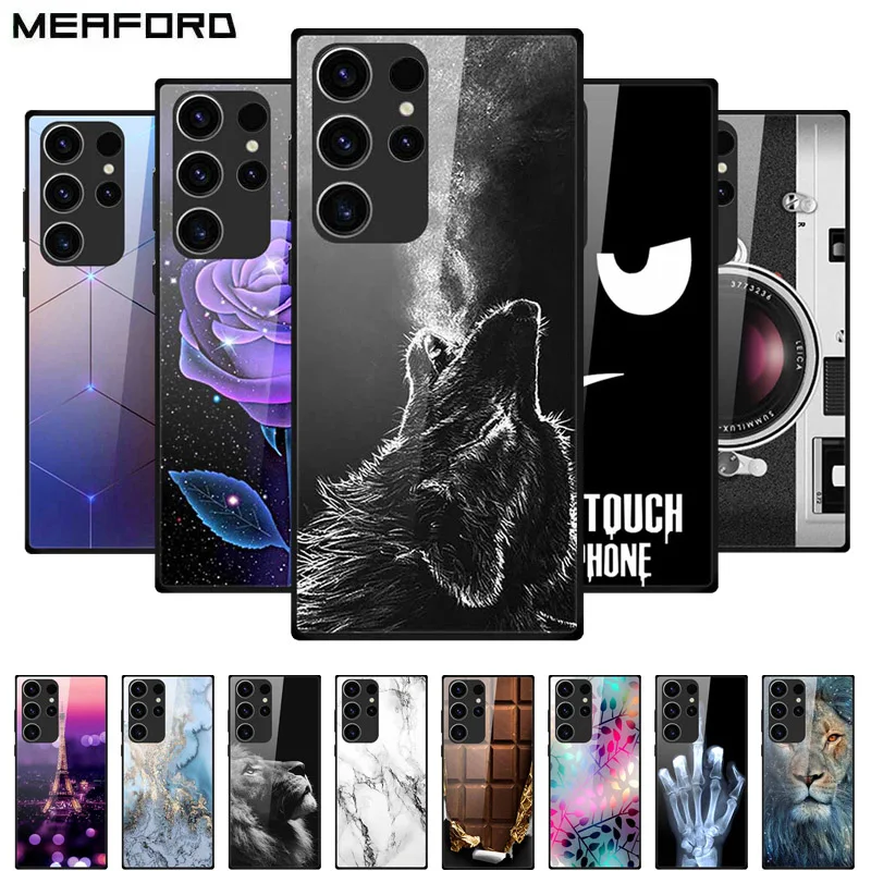 Tempered Glass Case For Samsung Galaxy S23 Ultra Cover Hard Shockproof Cases for Samsung S23 Plus Funda Coque for GalaxyS23 Case