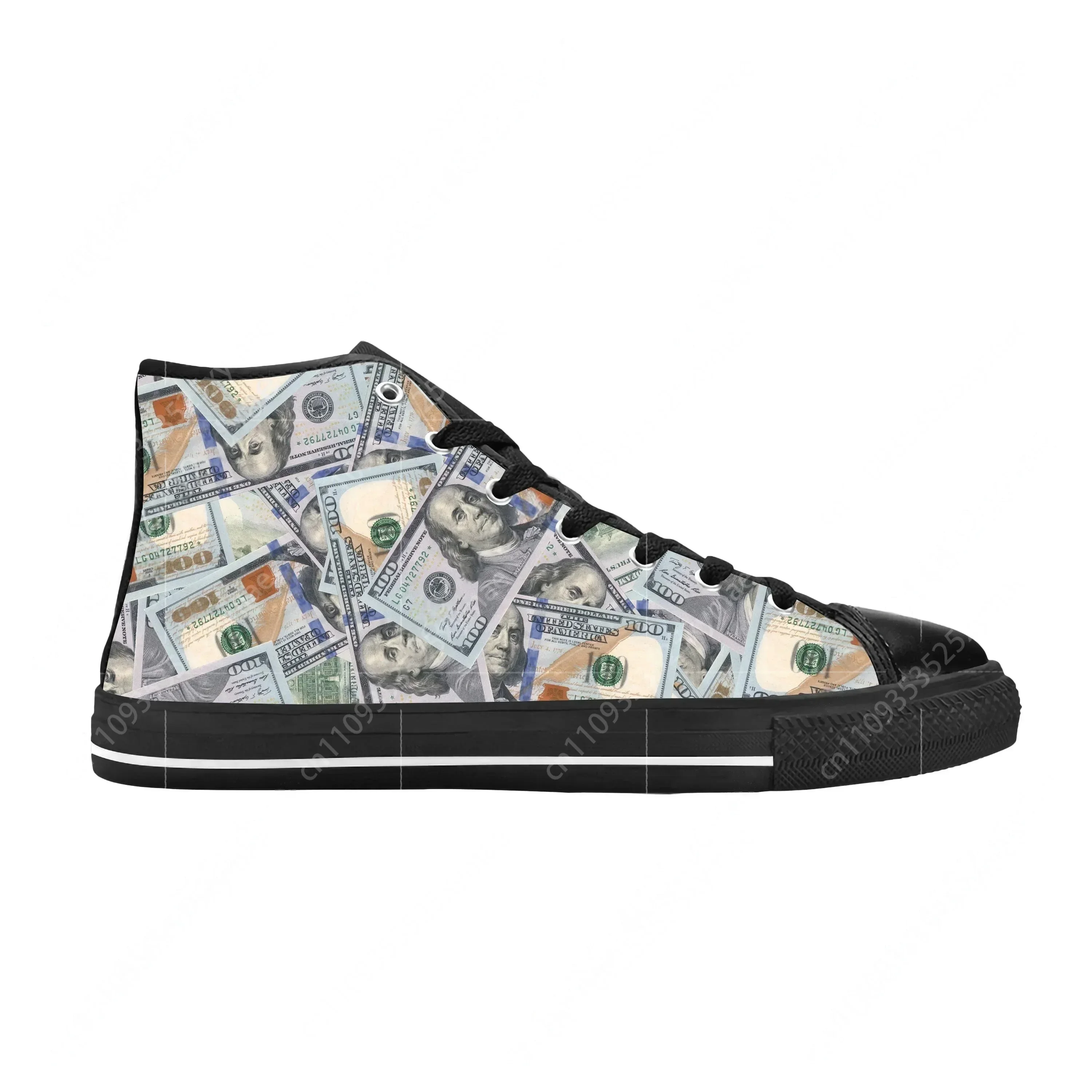 

Gothic Dollar Bills Dollars Money Pattern Fashion Casual Cloth Shoes High Top Comfortable Breathable 3D Print Men Women Sneakers