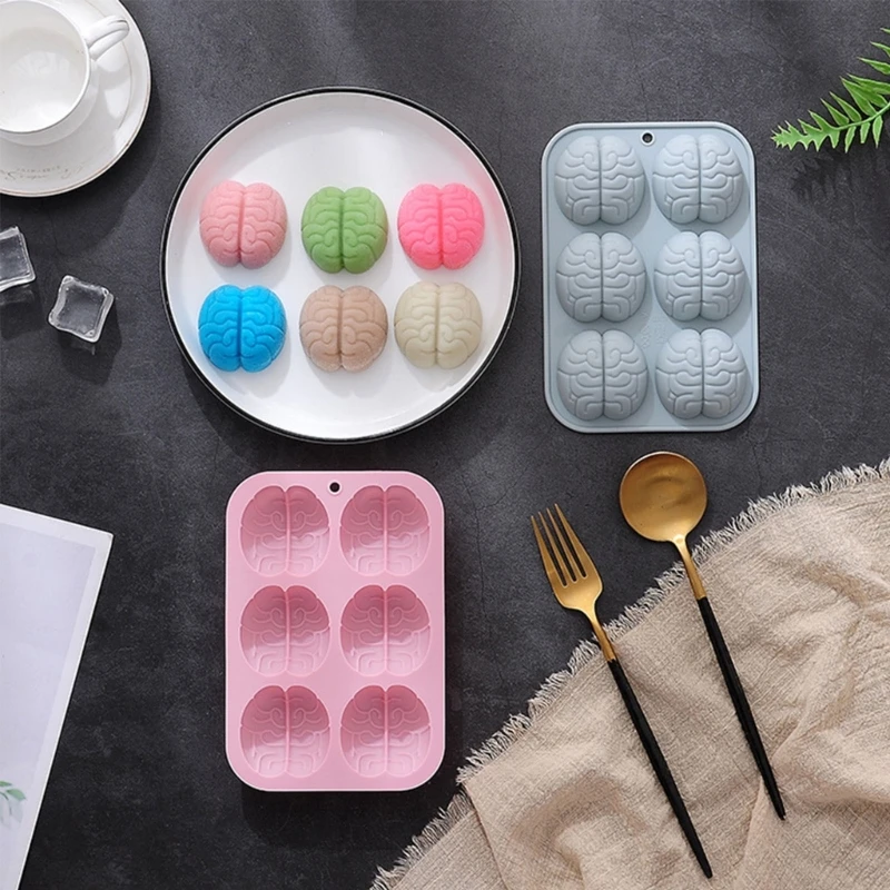 6 Cavity Brain-Shaped Silicone Mould Clay Resin Ceramics Candy