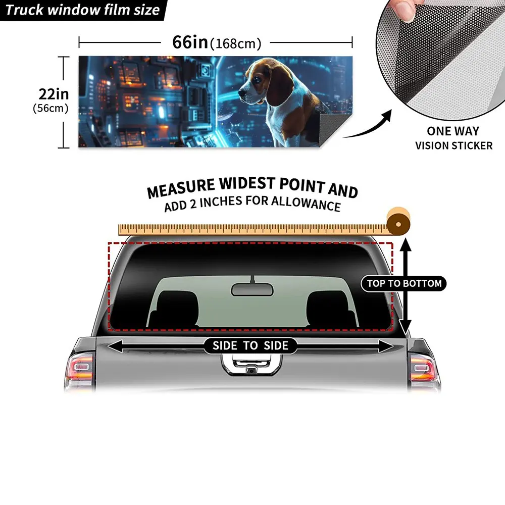車のリアフロントガラスステッカー,穴あきリアウィンドウ用の透明ビニールステッカー,スペースステーションビーグル印刷,トラック装飾