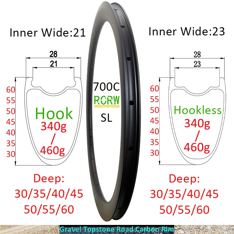 700C Gravel SL Road 30/35/40/45/50/55/60 Deep Carbon Rim 28mm Wide Tubeless Clincher Disc or V Brake 24 28 32Hole Topstone Wheel