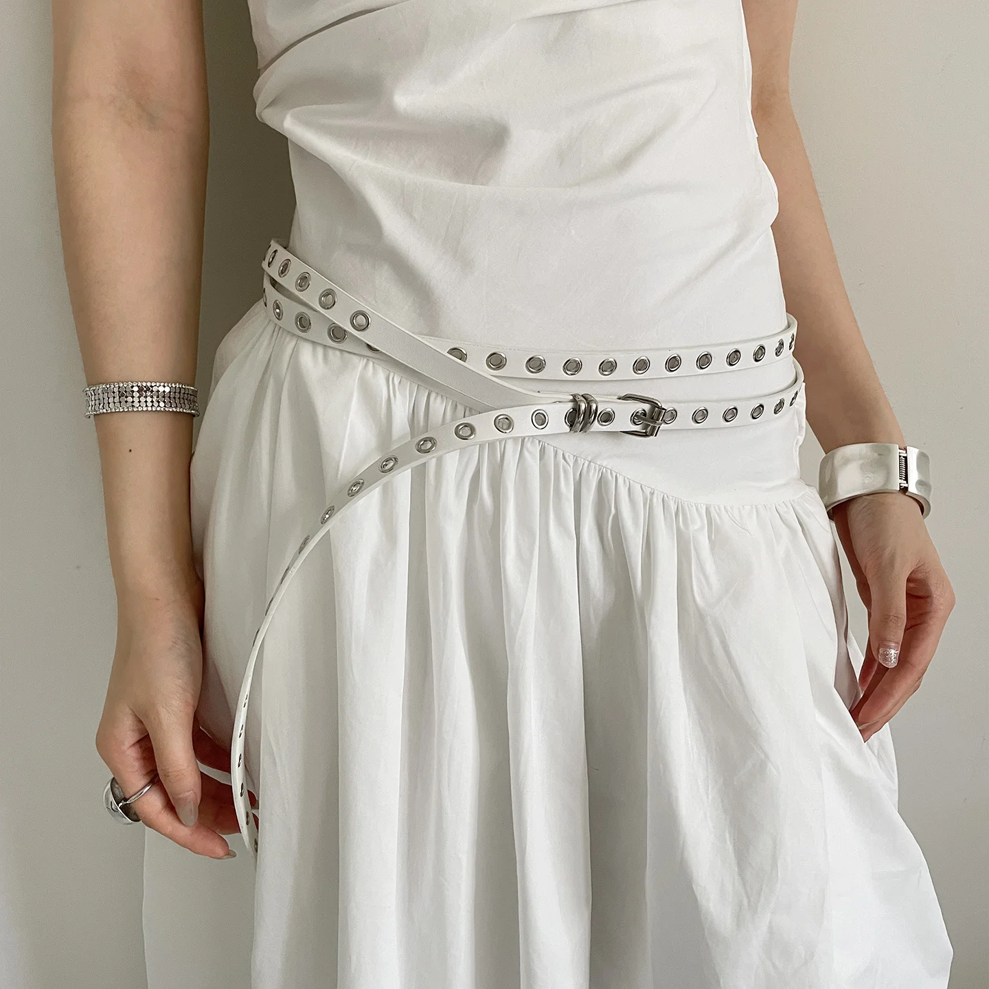 Punk Double Loop Thin Belt, Retro Double Layer Waist Chain