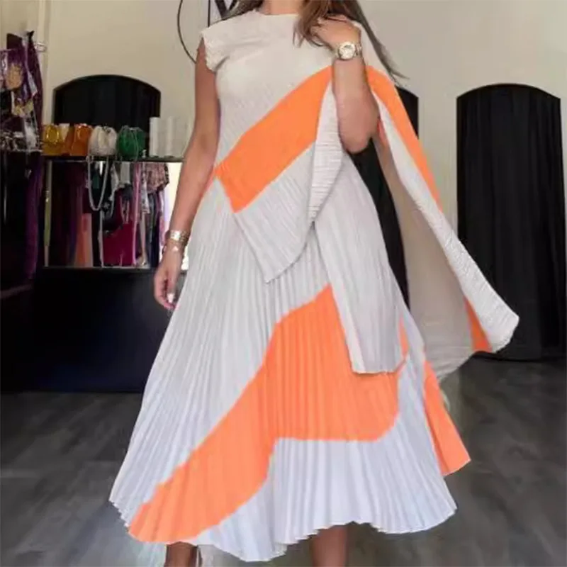 ISSEYS MIYAKES – jupe longue décontractée pour femmes, ample, deux pièces, Peplum, haut irrégulier, ensemble plissé coloré, qualité supérieure