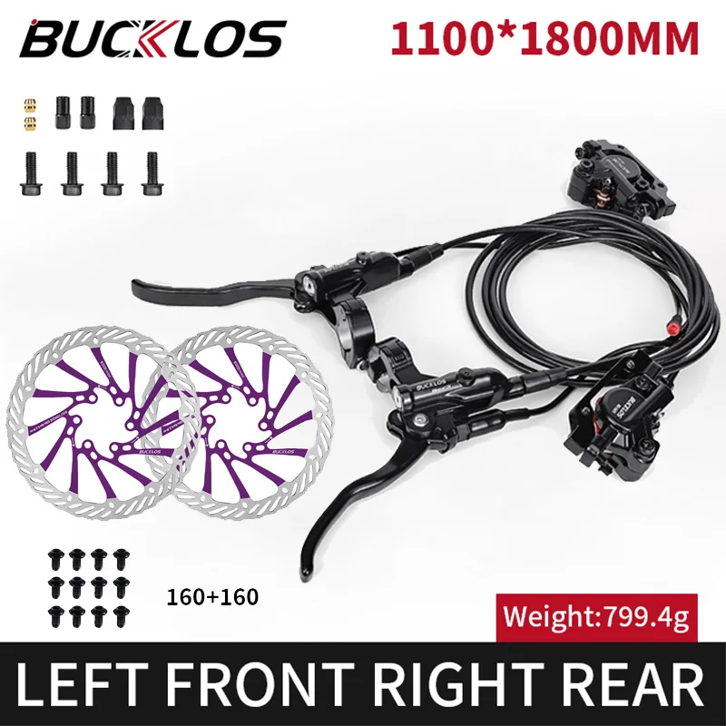 Electric Bicycle Brakes 2 Piston Hydraulic Disc Brake Bike/Scooter Brakes Kit 1100/1800mm Folding Bike Disc Brake Set Power-off image 3