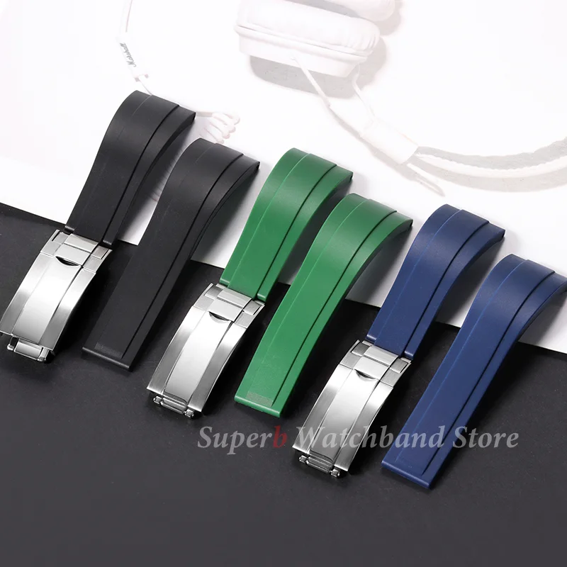 สายนาฬิกายางขนาด 20 มม. สําหรับ Rolex Water Ghost สายนาฬิกาสําหรับ Rolex Daytona Submariner GMT สร้อยข้อมือซิลิโคนกันน้ํา