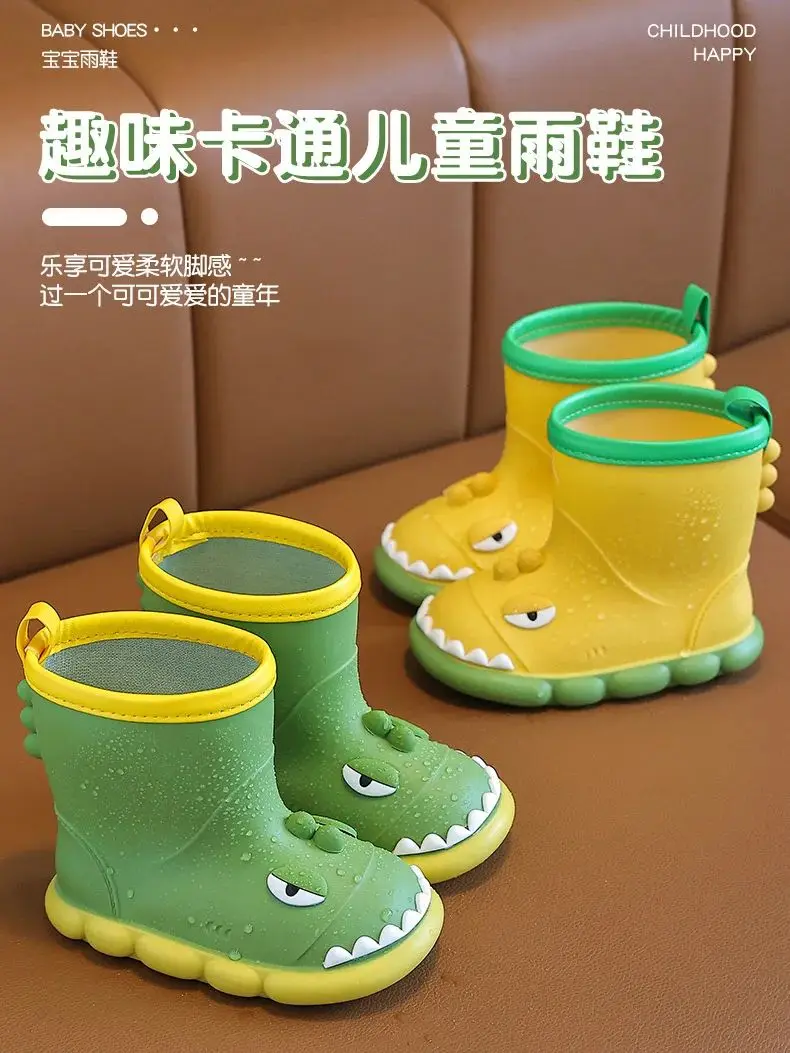 Enfants bottes de pluie bébé garçons fille EVA antidérapant en plein air dessin animé dinosaure bottes de pluie pour enfants chaussures imperméables bottes d'eau fille