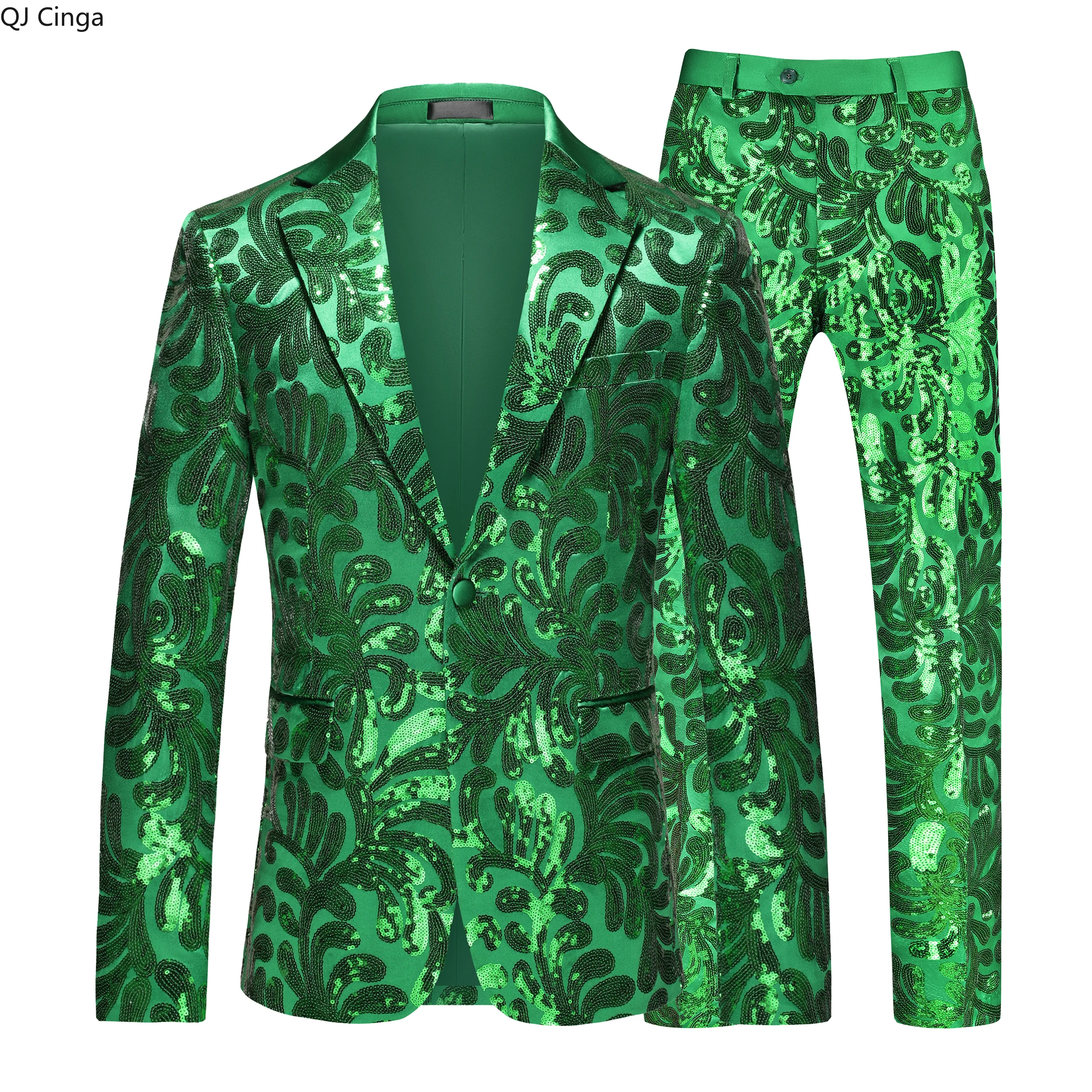 

Autumn New Green Men's Two-piece Suit, Wedding Party Formal Jacket Paired with Matching Trousers, Asian Sizes M-6XL.