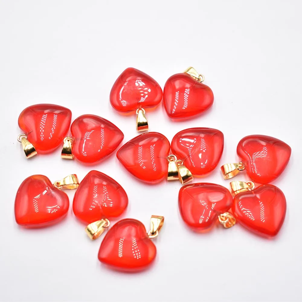 Fashion beautiful red glass crystal heart shape pendants 20mm for DIY jewelry making 24 50 100pcs/lot Wholesale Free shipping