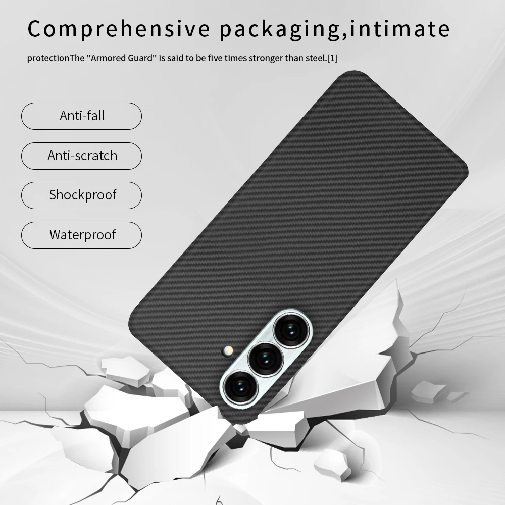 Etui Carbon Case 600D Kevlar Aramid Fiber Fabric Thin Hard Cover Magnetic Black Slim Light Red do Samsung Galaxy S25 FE — zdjęcie produktu 4