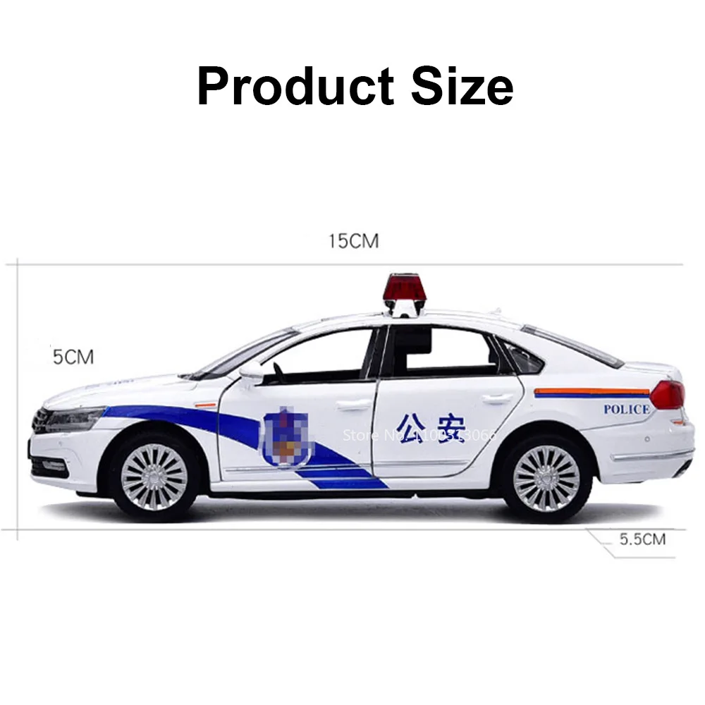 1/32 Scale Passat Police Car Toys Alloy Simulation Vehicle Model with Light and Sound Die Casts Car Toy for Child Birthday Gifts