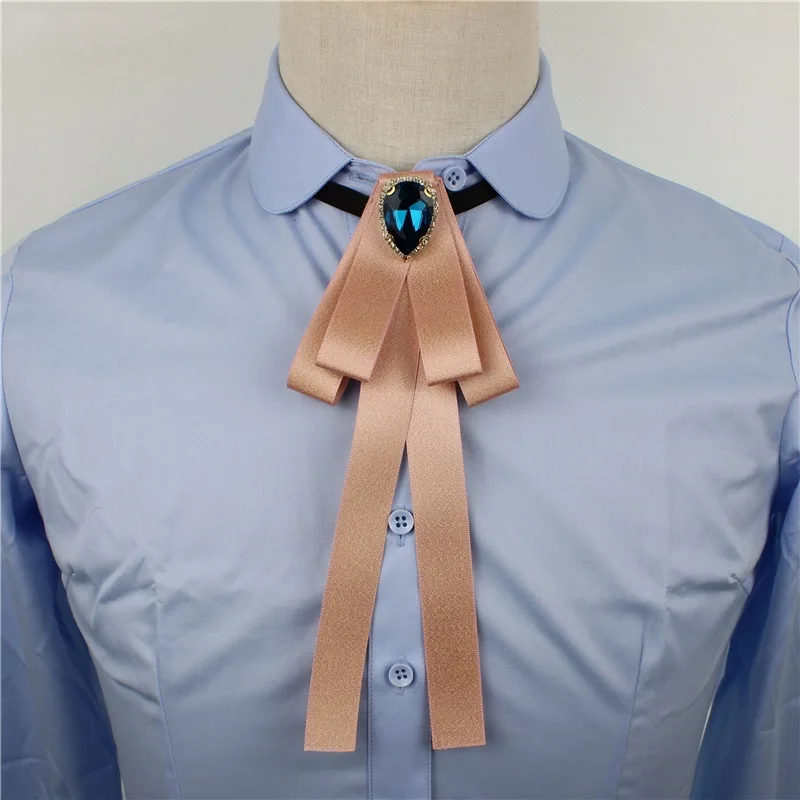 New Arrival Ribbon Bow Tie Korean Fashion Rhinestone Heart Shirt Collar Neckties for Women Men Wedding Jewelry Accessories