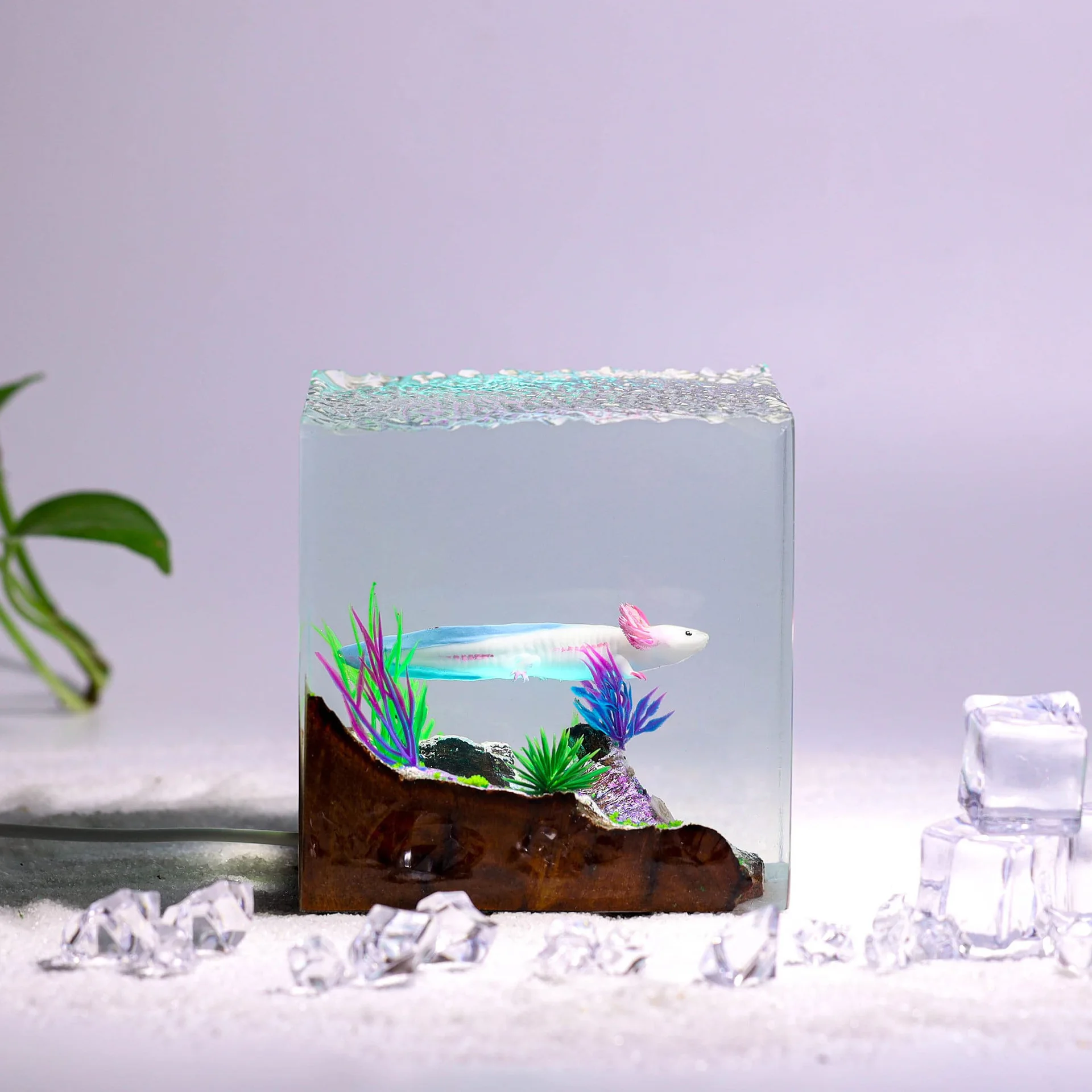 Salamander Organism Resin Lamp Animals Scene Table Light Creactive Art Decoration Lamp Micro-landscape Night Light USB Charge