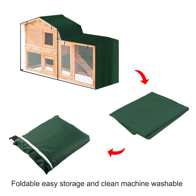 Rabbit Hutch Cover Durable Oxford Cloth Cage Covering for Double for Deckers with Pointed Window Waterproof UV Resistant