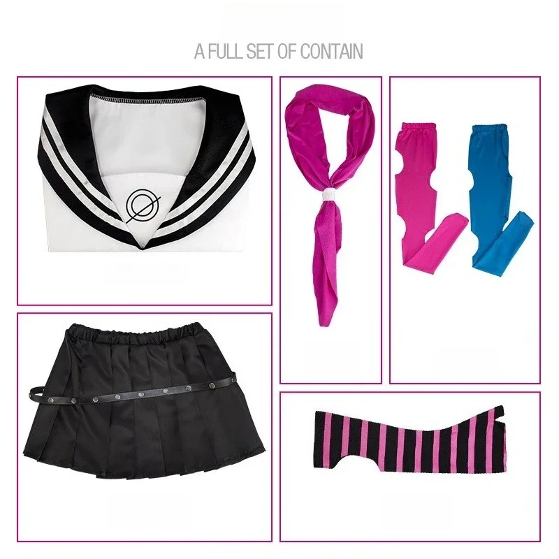 Game Danganronpa Cosplay Costume Ibuki Mioda Cos Punk Rock Sailor JK Uniform for Women Halloween Carnival Party Anime Cons
