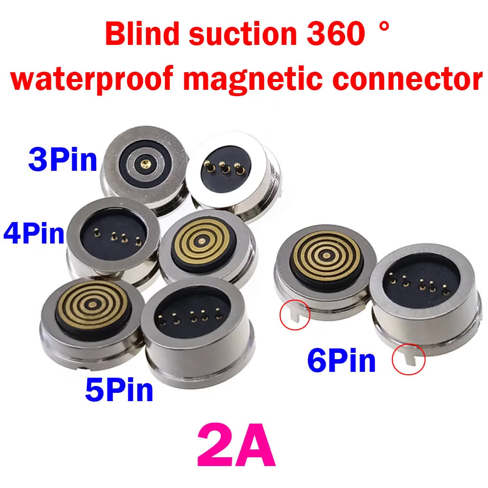 

3Pin 4Pin 5Pin 6Pin Waterproof Magnetic Connector Spring Loaded Male Female 360 ° blind Suction DC Signal Transmission Charging
