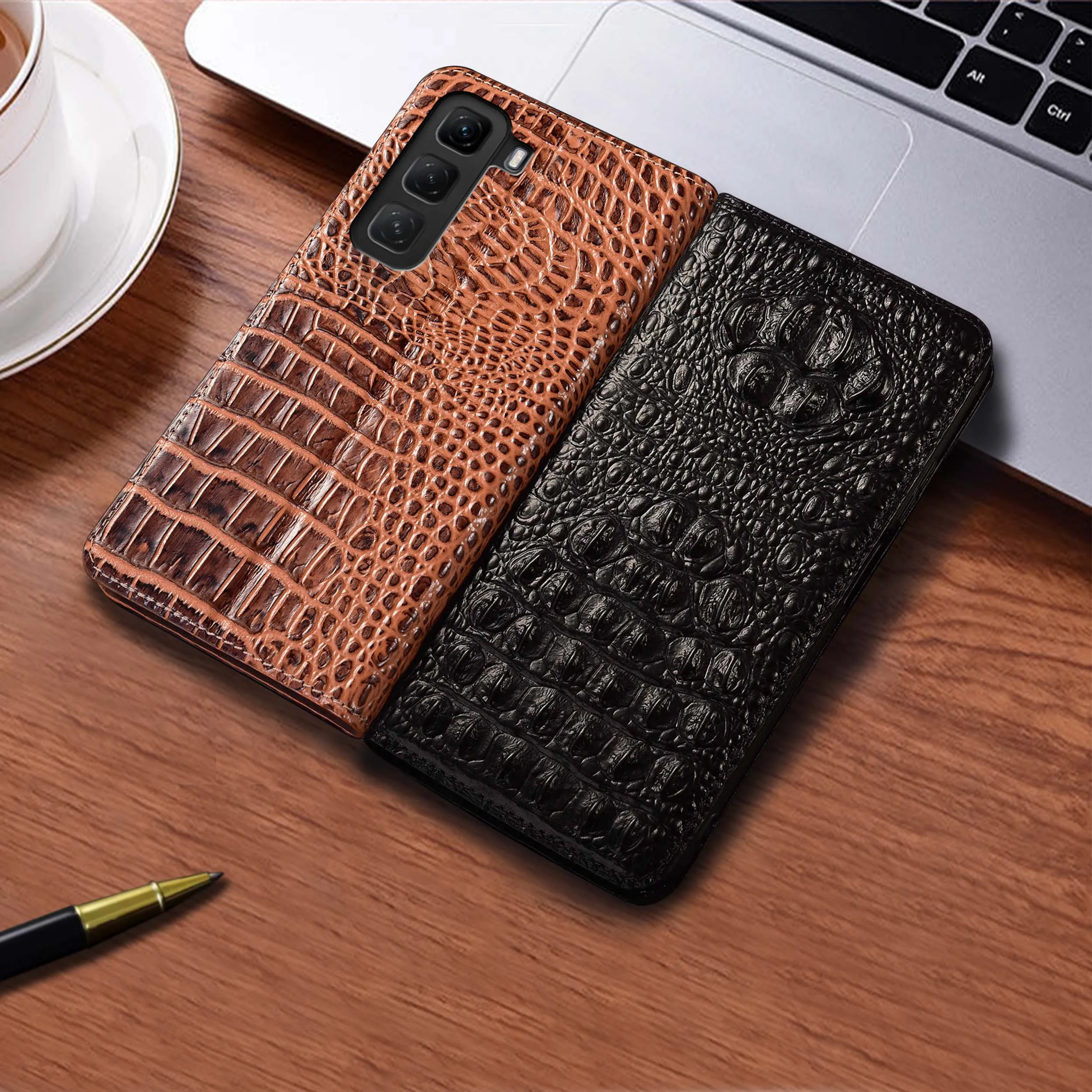 

Чехол-книжка с рисунком когтей крокодила для Infinix Hot 30 30i 40 40i 50 50i 60 60i Play NFC Pro Plus 4G 5G из натуральной кожи