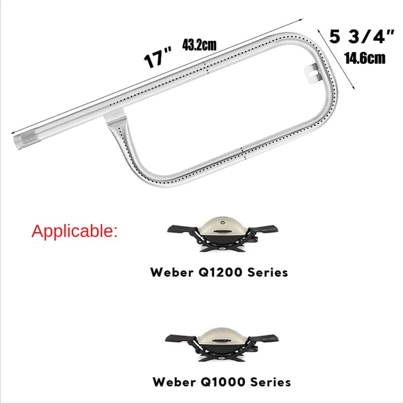 304 Stainless Steel 60040 69957 Grill Burner Tube Replacement for Weber Q100 Q120 Q1000 Q1200 Baby Q Slivers