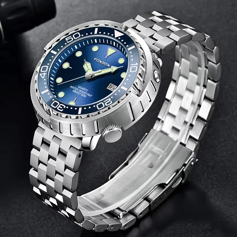 LIGE Mens Watches 5ATM Sports Waterproof Quartz Wristwatch Luminous Clock with Steel Bezel Watch for Men Relogios Masculino+Box