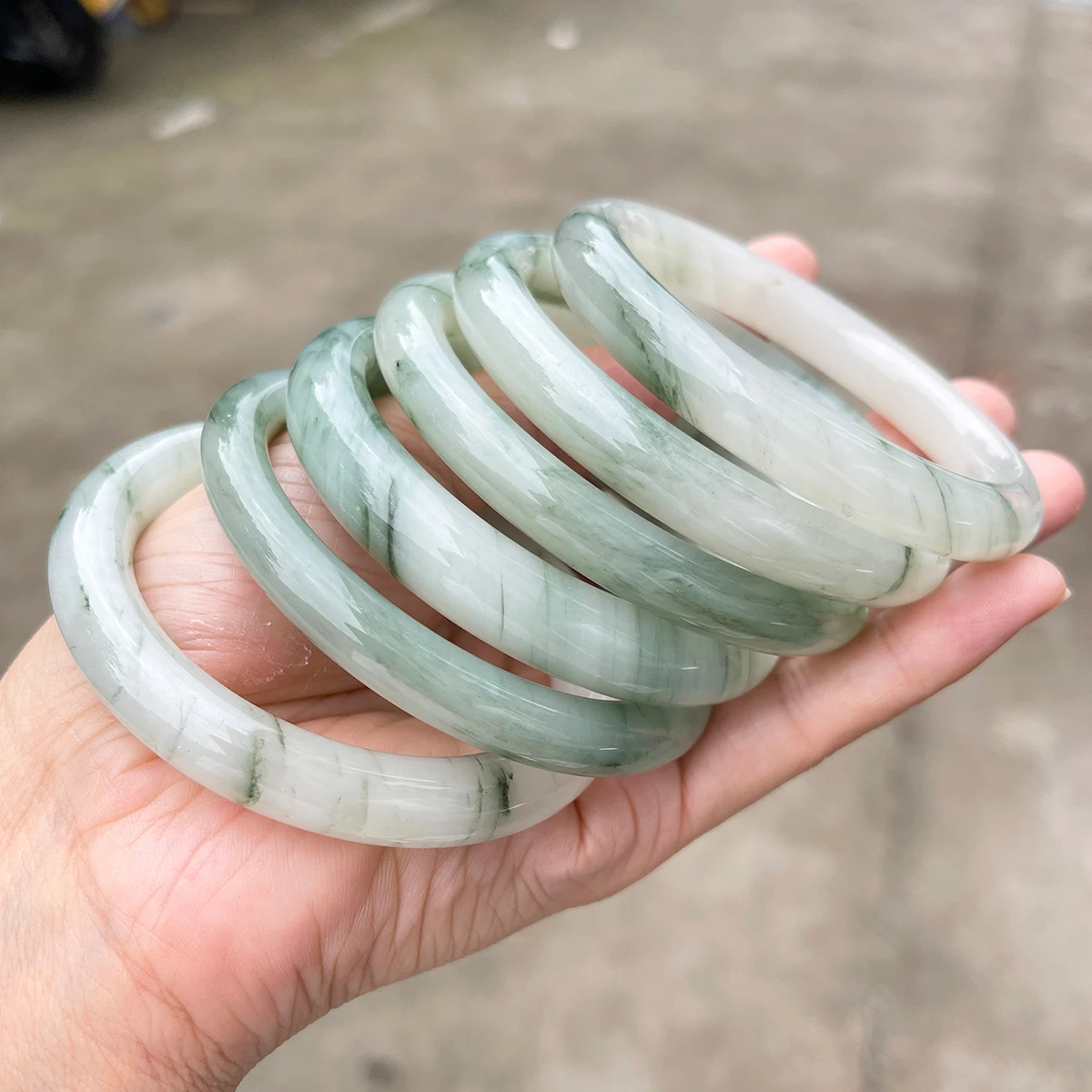 100 % Naturstein-Armreif aus Tianshan-Jade, breites Armband für Frauen, Heilkristall-Schmuck, Geschenk, Armbänder und Armreifen – Detail 4