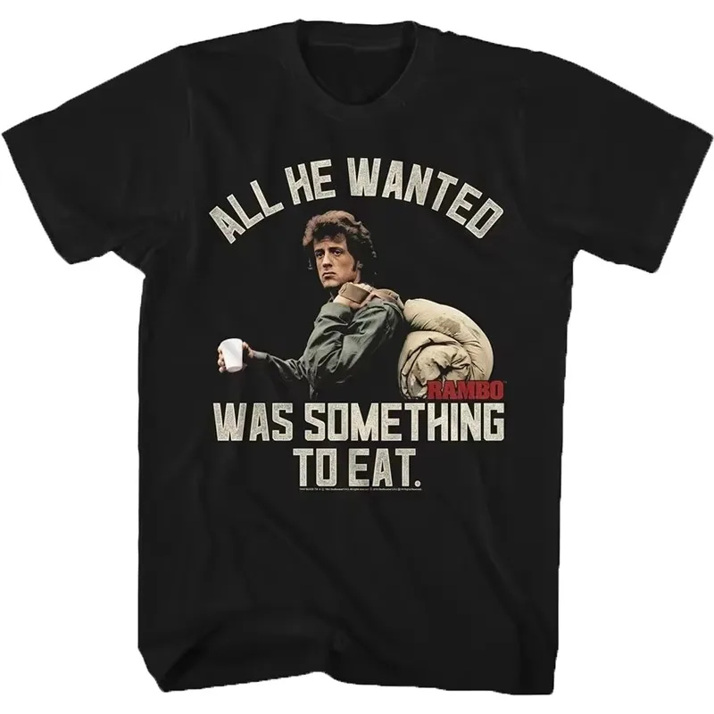 Camiseta Masculina S-5XL com Estampa Clássica do Filme '1982 First Blood' com Rambo e Sylvester Stallone, Estilo Casual Retro Unissex