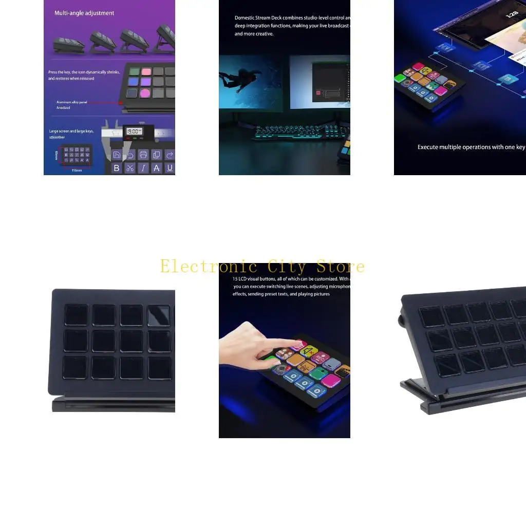 

Content Creation Macro Keyboard 15 Customizable Button For Live Streaming HU8D