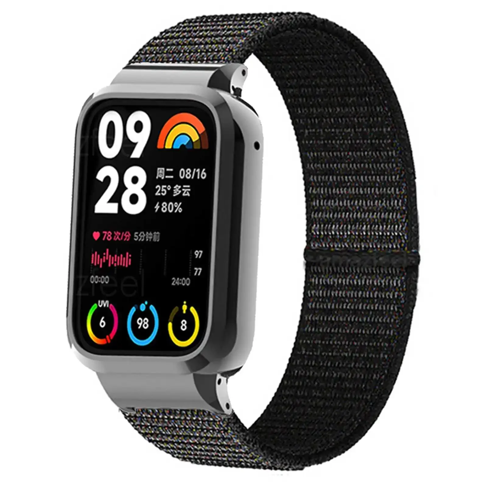 Nylon band voor Xiaomi Mi Band 8 7 Pro Metalen horlogeband Case Protector Voor mi band 8pro armband Beschermhoes Shell Frames