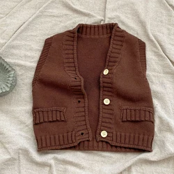 INS Spring and Autumn New Fashion Versatile Knitted Vest for Boys and Girls, Infants and Young Children 0-3 Years Old Versatile