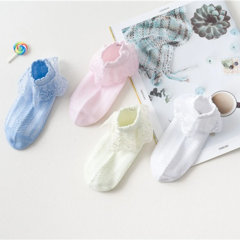 جوارب قطنية مكشكشة للفتيات قابلة للتنفس، جوارب أطفال جاهزة للرقص على طراز الأميرة الرائعة #3