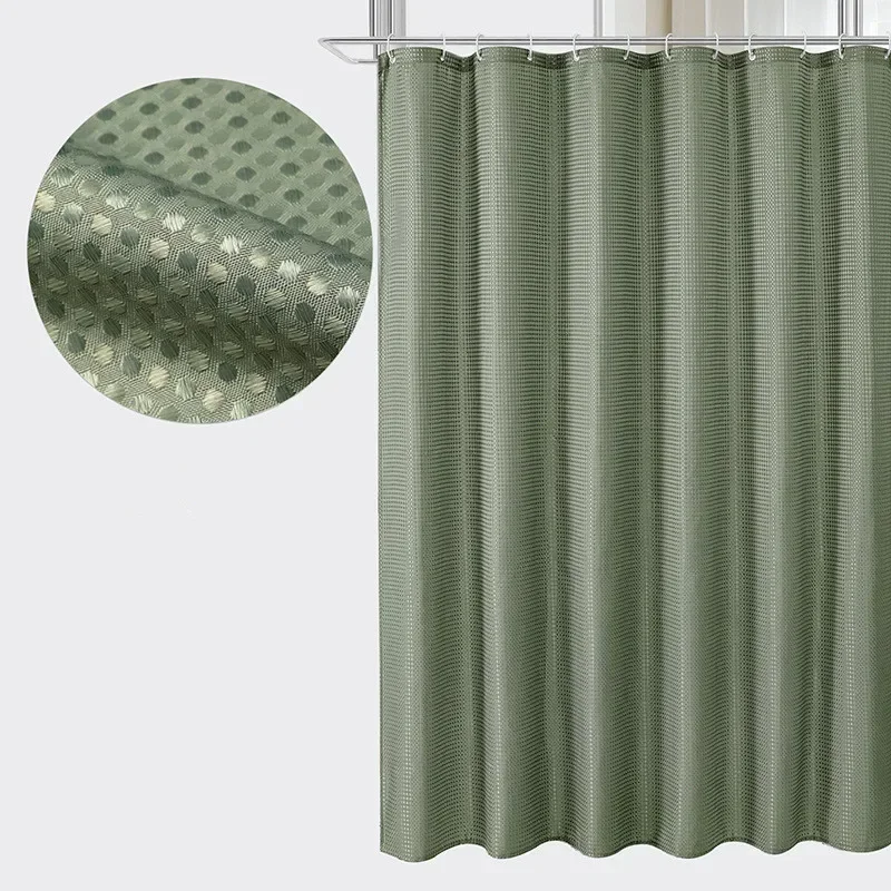 Waffle Solid Color Shower Curtain Double-sided Waterproof Custom made Shading for Toilet Hotel Home Bathroom Partition curtain