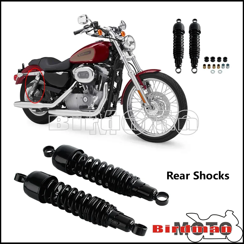 

For Harley Touring Sportster 883 1200 Chrome Rear Shock Absorber Black Shock Absorber 325mm Motorcycle Protection Accessories