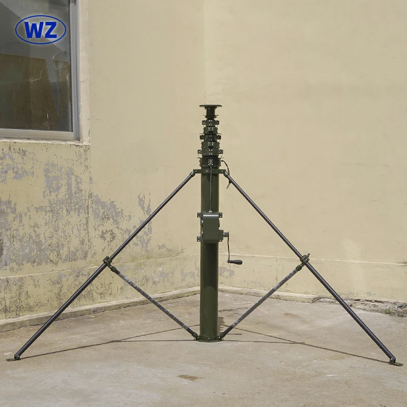 8-15m Portable Lightweight Manual Telecommunication Tower Telescopic Antenna Mast Pole with Tripod for Antenna Installation