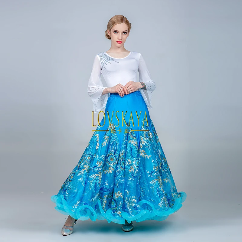 Half length skirt social dance large swing skirt printed square dance modern dance skirt new waltz