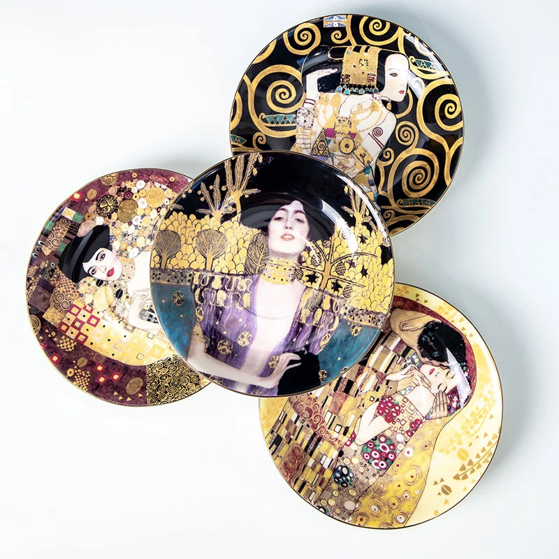 Art Luxury Gustav Klimt Ceramic Tea Cups and Saucers