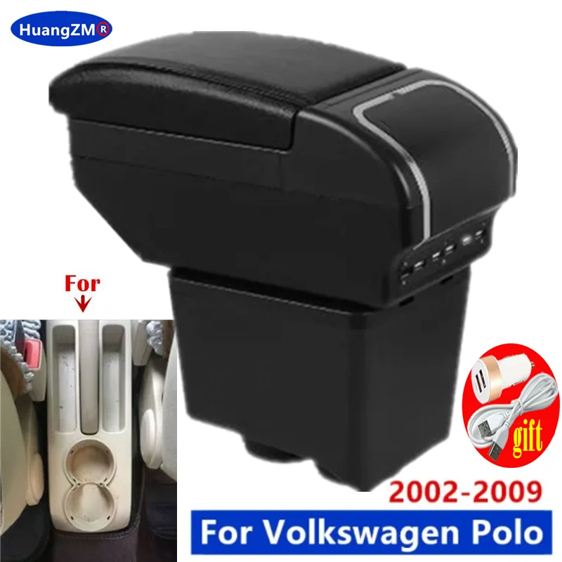 Para Volkswagen POLO 2002-2009 caja de reposabrazos para VW Polo 9N 3 reposabrazos de coche reemplazo Interior caja de almacenamiento accesorios de coche