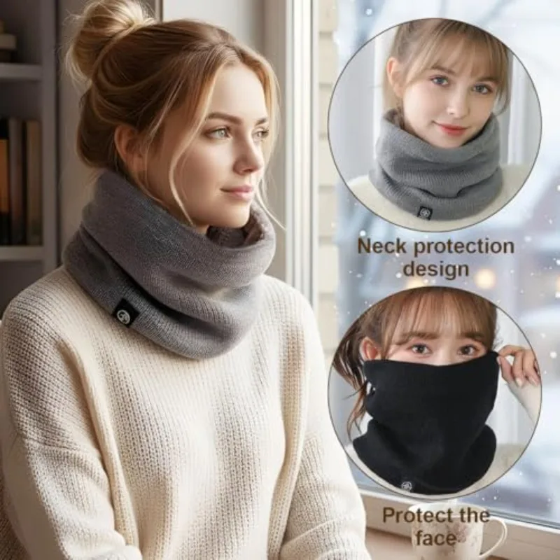 Winter Knitted Neck Scarf Warm Unisex Plush Full Mask Cashmere Neck Scarves Thick Apparel Accessorie Solid Color Scarf Outdoor