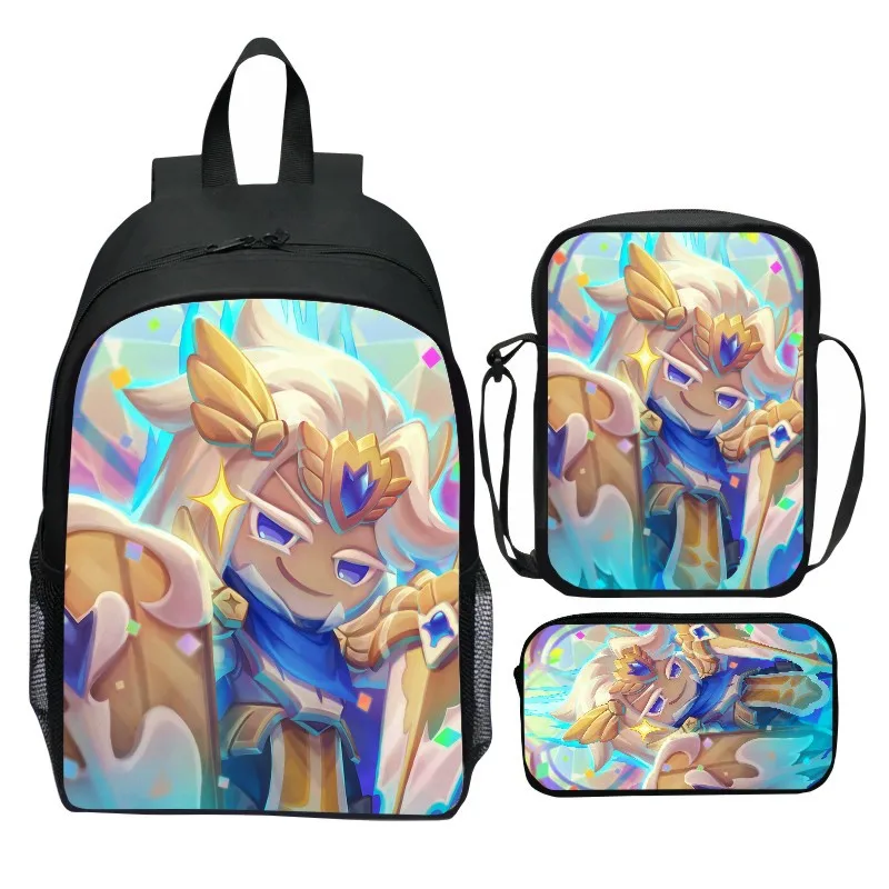 

Cookie Run Kingdom, набор из трех предметов, рюкзак с мультяшной игрой, периферийные устройства, рюкзак для начальной школы, сумка на плечо, маленький пенал