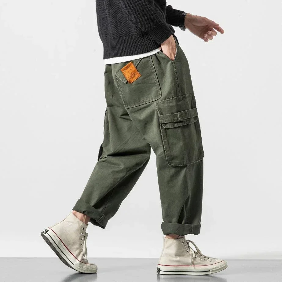 

Male Trousers Straight Fleece-lined Wide Men's Cargo Pants Harem Big Size High Quality Long Vintage Street Harajuku Baggy Slacks