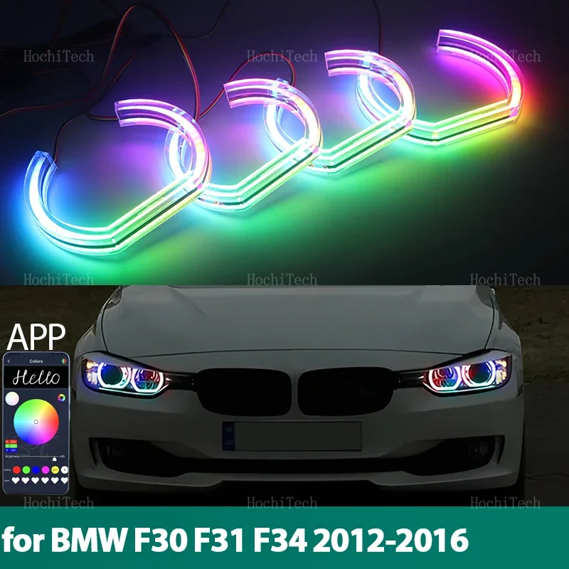 

For BMW 3 Series F30 F31 F34 2012-2016 RGB colorful Dynamic light Angel Eyes Rings Led DTM style APP control Turn signal Light