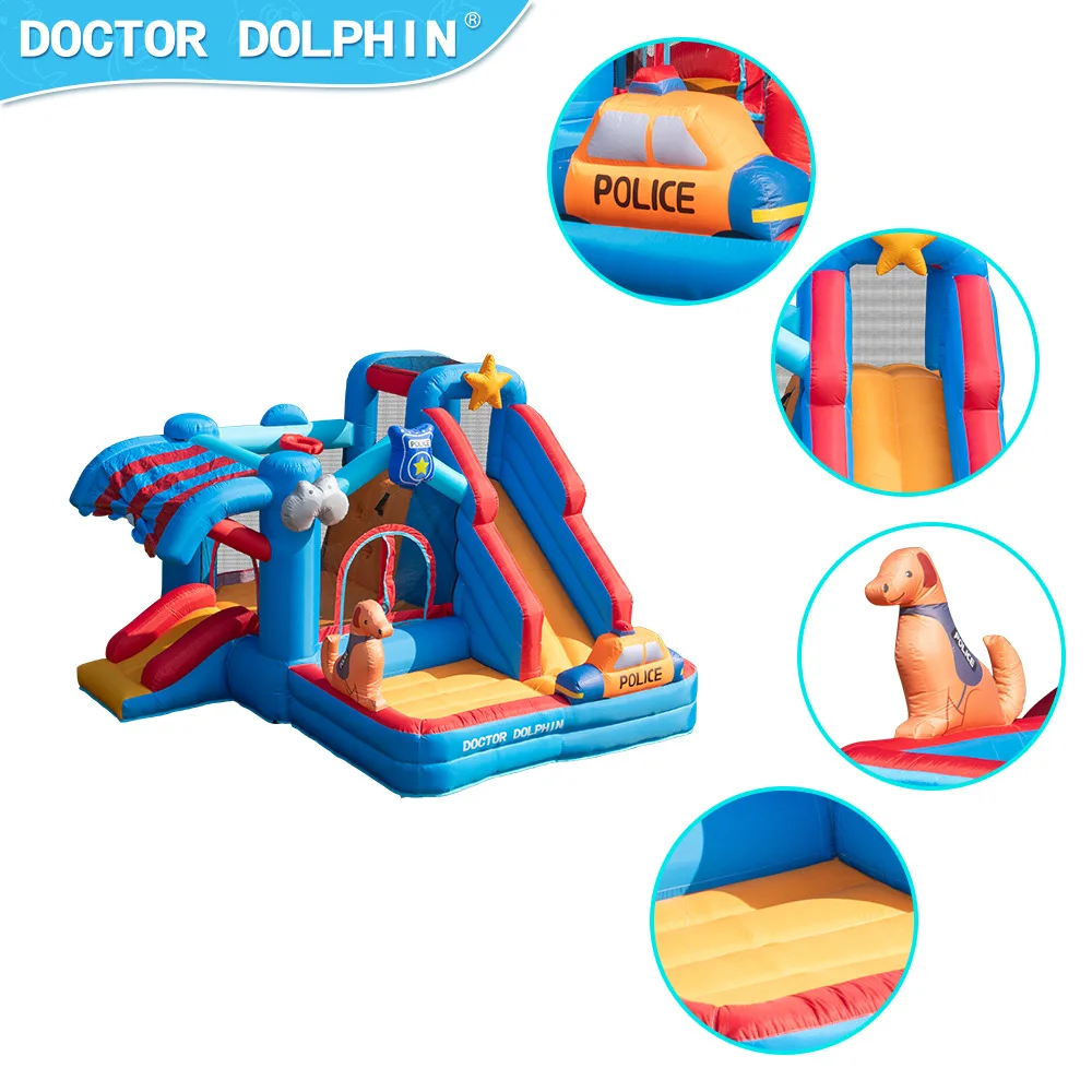 돌고래 의사 동물 풍선 바운스 하우스 슬라이드 볼 풀이 있는 어린이 생일 선물 장난감용 에어바운스