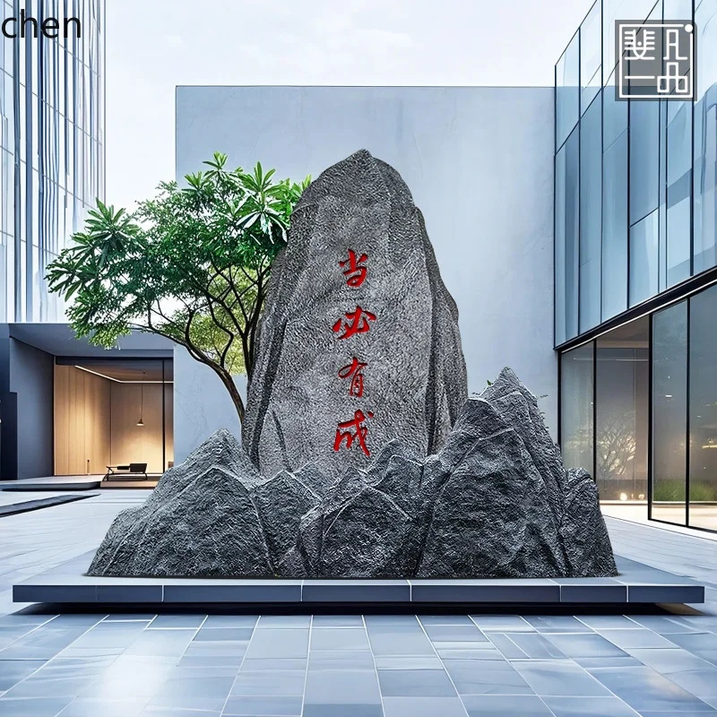ZML Landscaping Fiberglass Simulated Mountain Community Park Pool Black Mountain Stone Sales Office Lawn Scenery