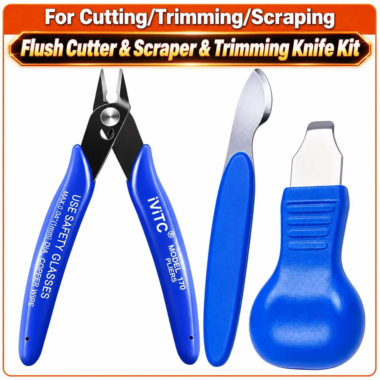 3D Printer Support Removal Tool Kit Flush Cutter for PLA ABS UV Light Curing Model Material 3D Printer Accessories