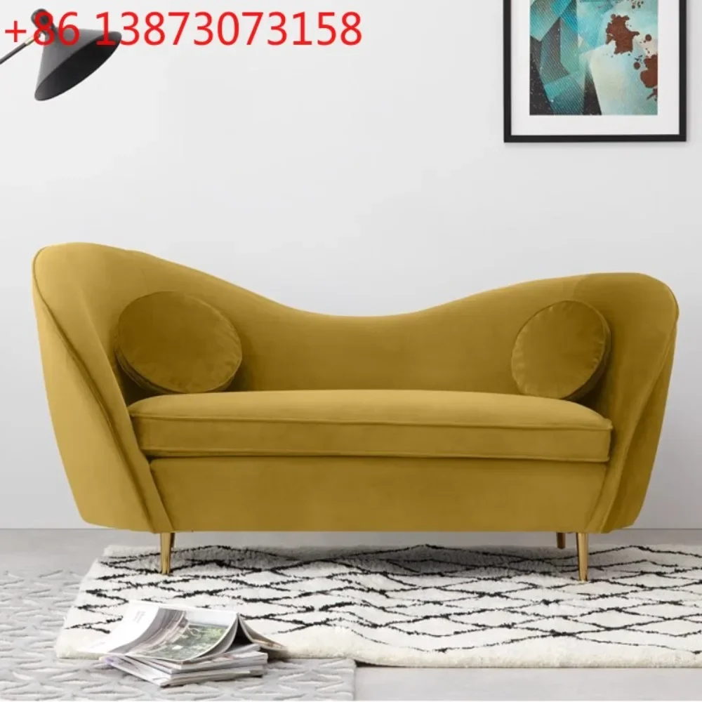 

Nordic metal foot creative single sofa light pink velvet
