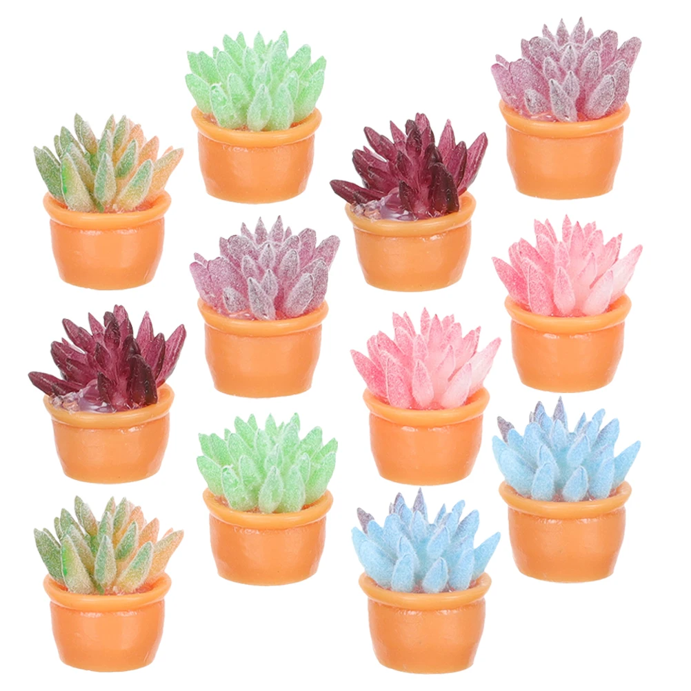 

12 Pcs Succulent Decorations Crafts Plants Artificial Mini Resin Micro Landscape Ornaments Child