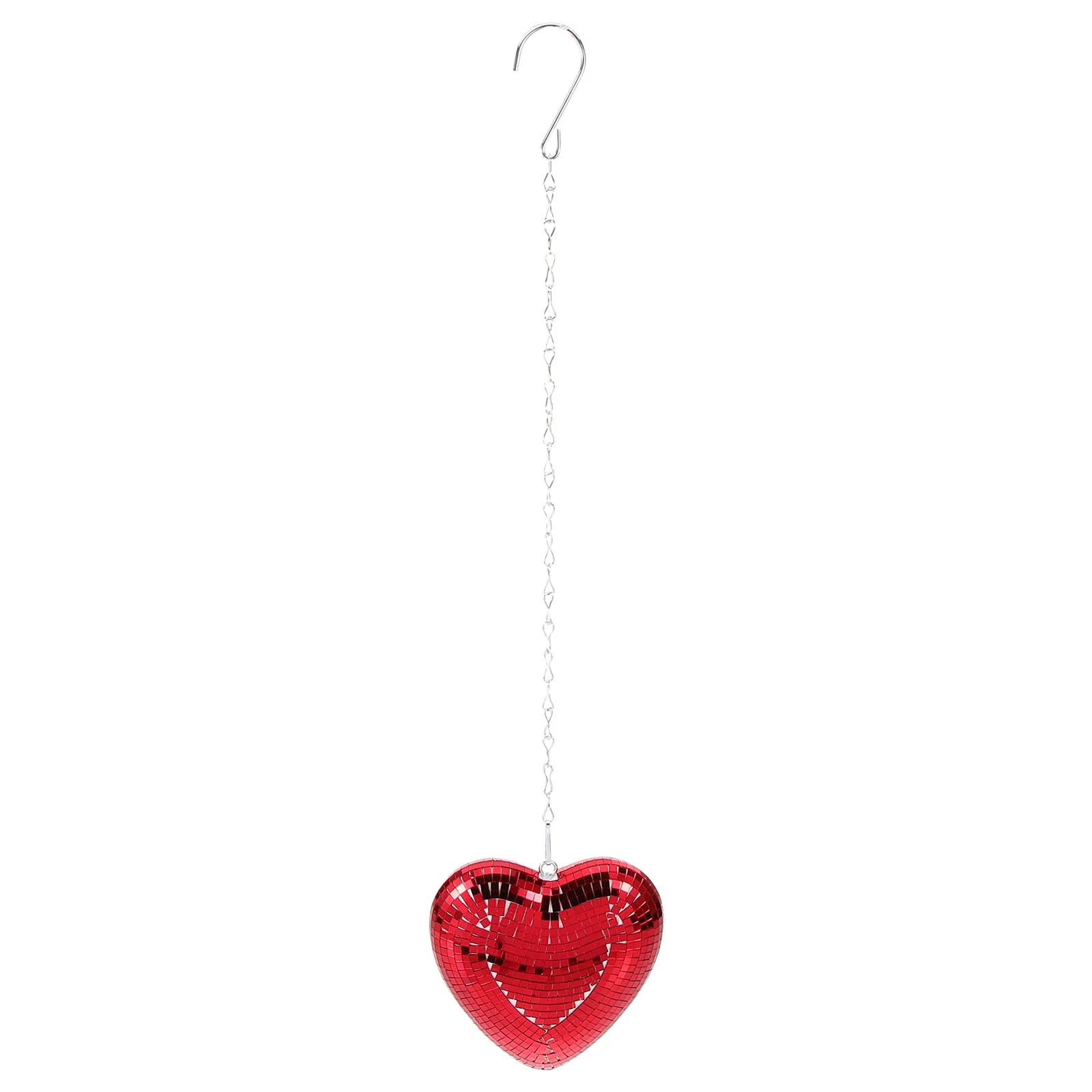 

Heart Shaped Glass Decorations Red Disco Ball Pendant Hanging Ornament Party Accessories Valentine Mirror Balls